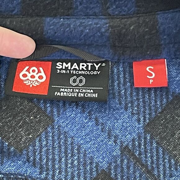 686‎ Smarty Men’s Blue Black Fleece Shacket Size S - Picture 3 of 11